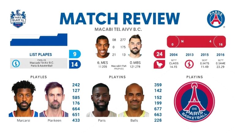 Maccabi Tel Aviv B.C. vs Paris Basketball Match Player Stats